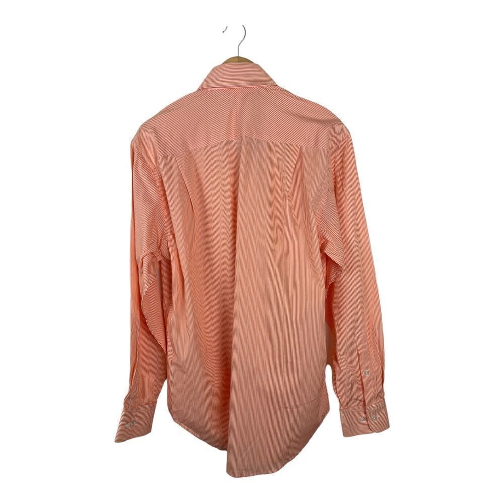 J Mclaughlin Button Down Oxford Orange White Stri… - image 2